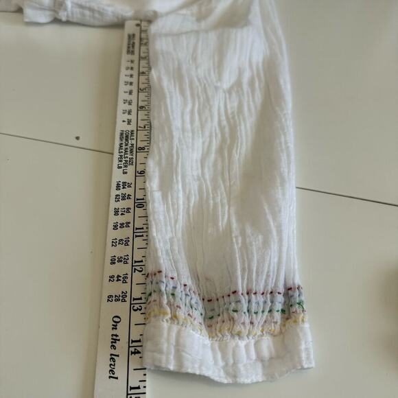 Sundry White Dress Draw String Waist Rainbow Threaded Long Sleeve Size 2 Medium - Picture 10 of 13